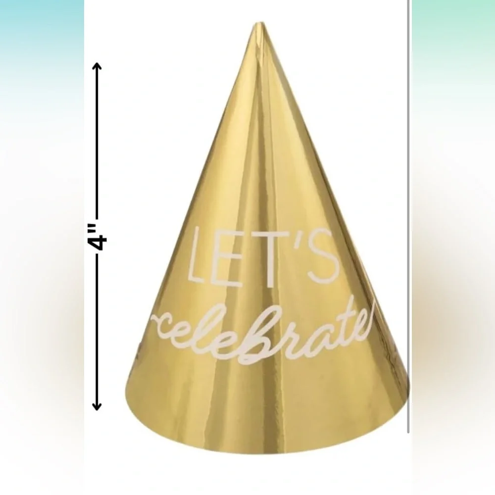 Luxurious Golden Age Birthday Mini Foil Cone Hats - 4
